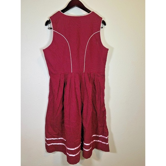 Dirndl Dress XXL Burgundy Polka Dot Oktoberfest Lace Up Bavarian Milkmaid - Picture 3 of 14